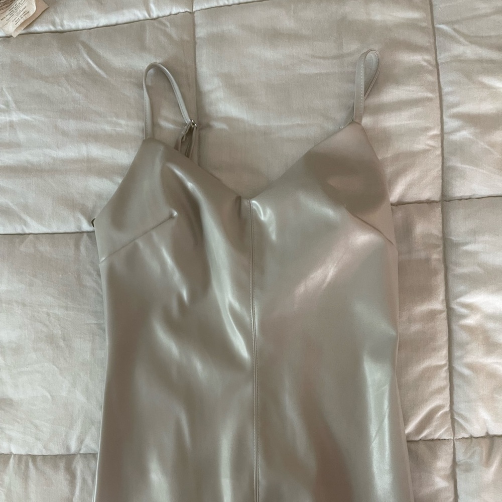 Gray leather bodycon dress